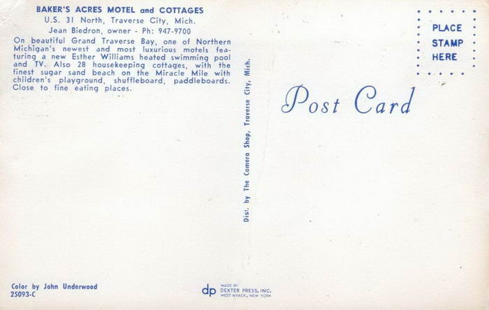 Bakers Acres Motel and Cottages (Waterfront Inn, Tamarack Lodge) - Old Postcard Photo